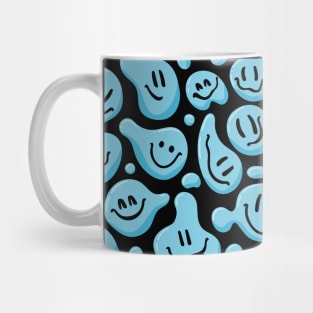 Blue Liquid Smiley Faces Mug